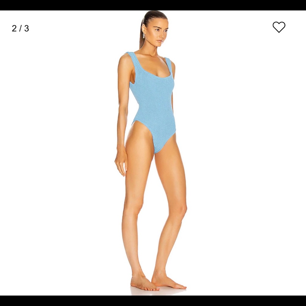 Hunza G Classic Square Neck Swimsuit in Sky Blue